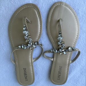 Lane Bryant Rhinestone Gemstone Elegant Flip Flop Sandals Size 11 Wide